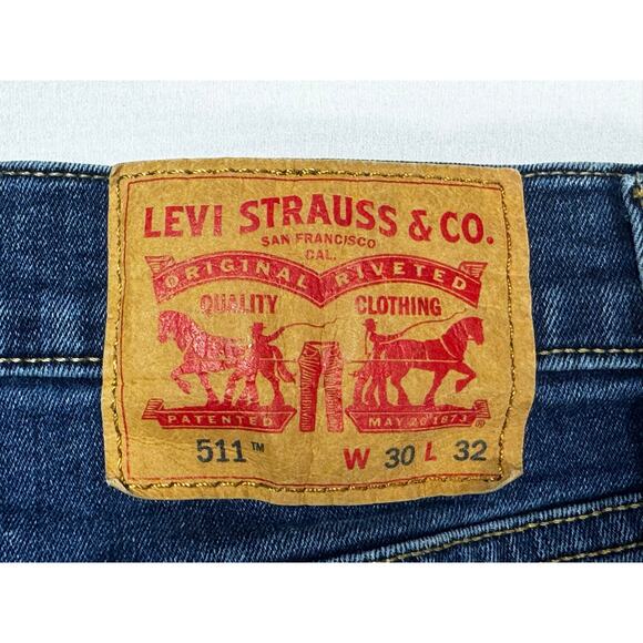Levi's 511 Men's Slim Fit Straight Leg Blue Denim Jeans - Size 30x32 (30x31) - Picture 3 of 5